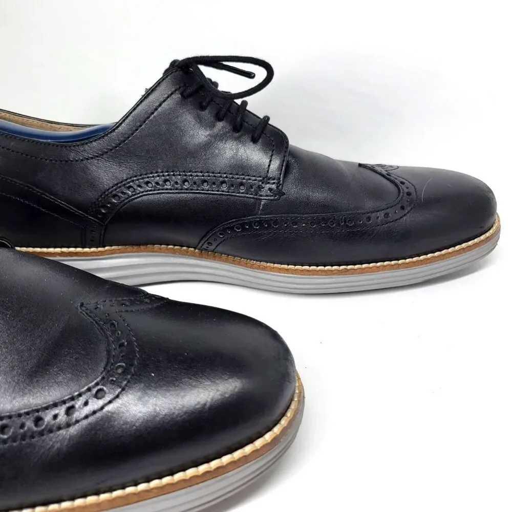 Cole Haan C26470 Grand O's Mens Black Leather Wingtip Derbys Size US 12 M VGC